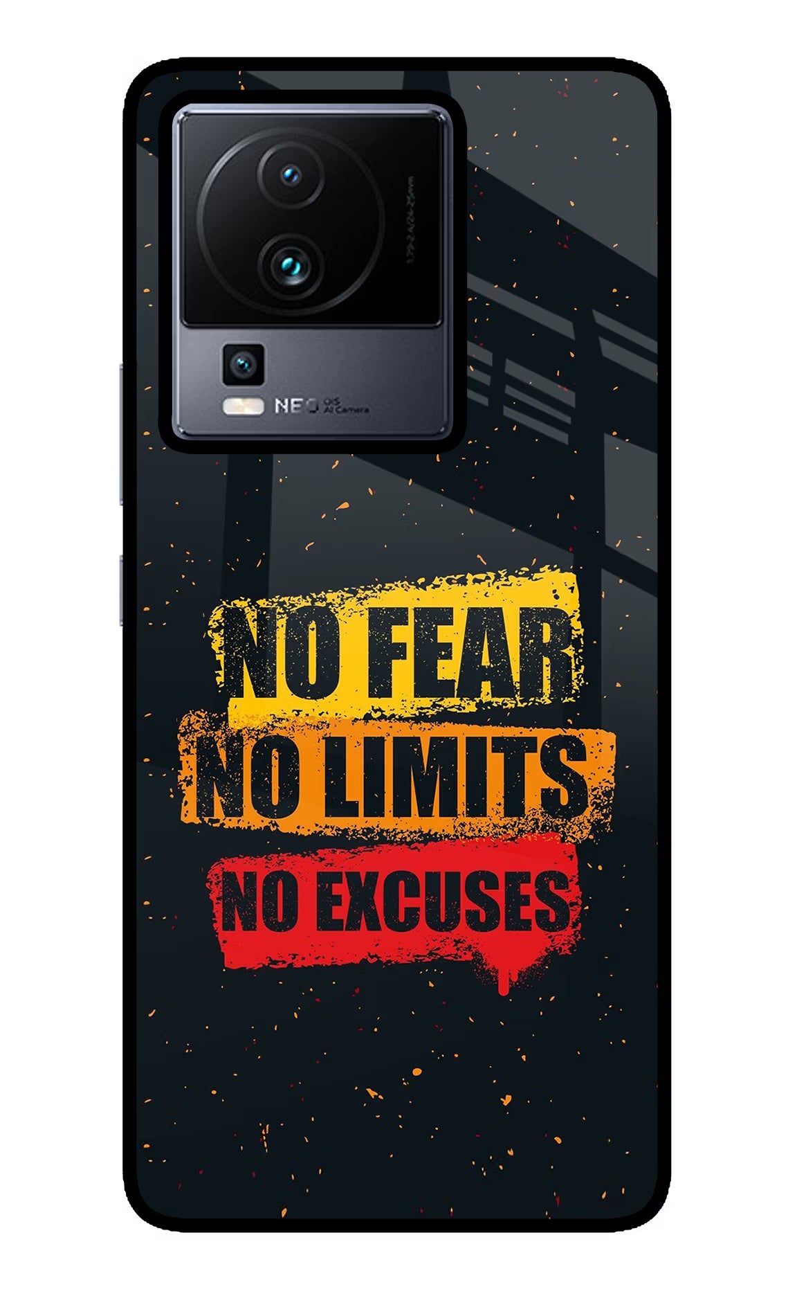 No Fear No Limits No Excuse iQOO Neo 7 Pro Glass Case Back Cover by Casekaro