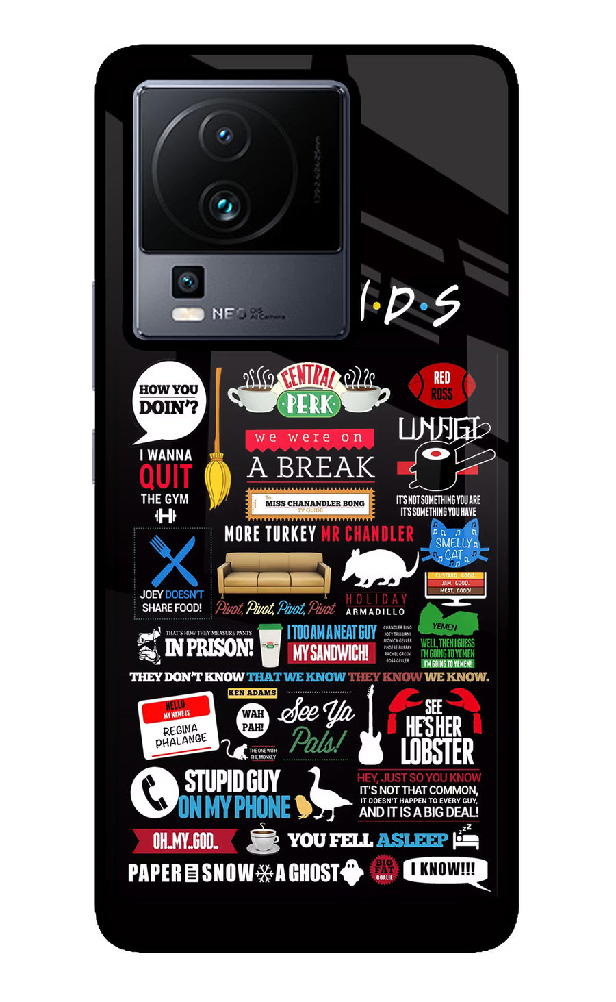 FRIENDS iQOO Neo 7 Pro Back Cover, Glass case