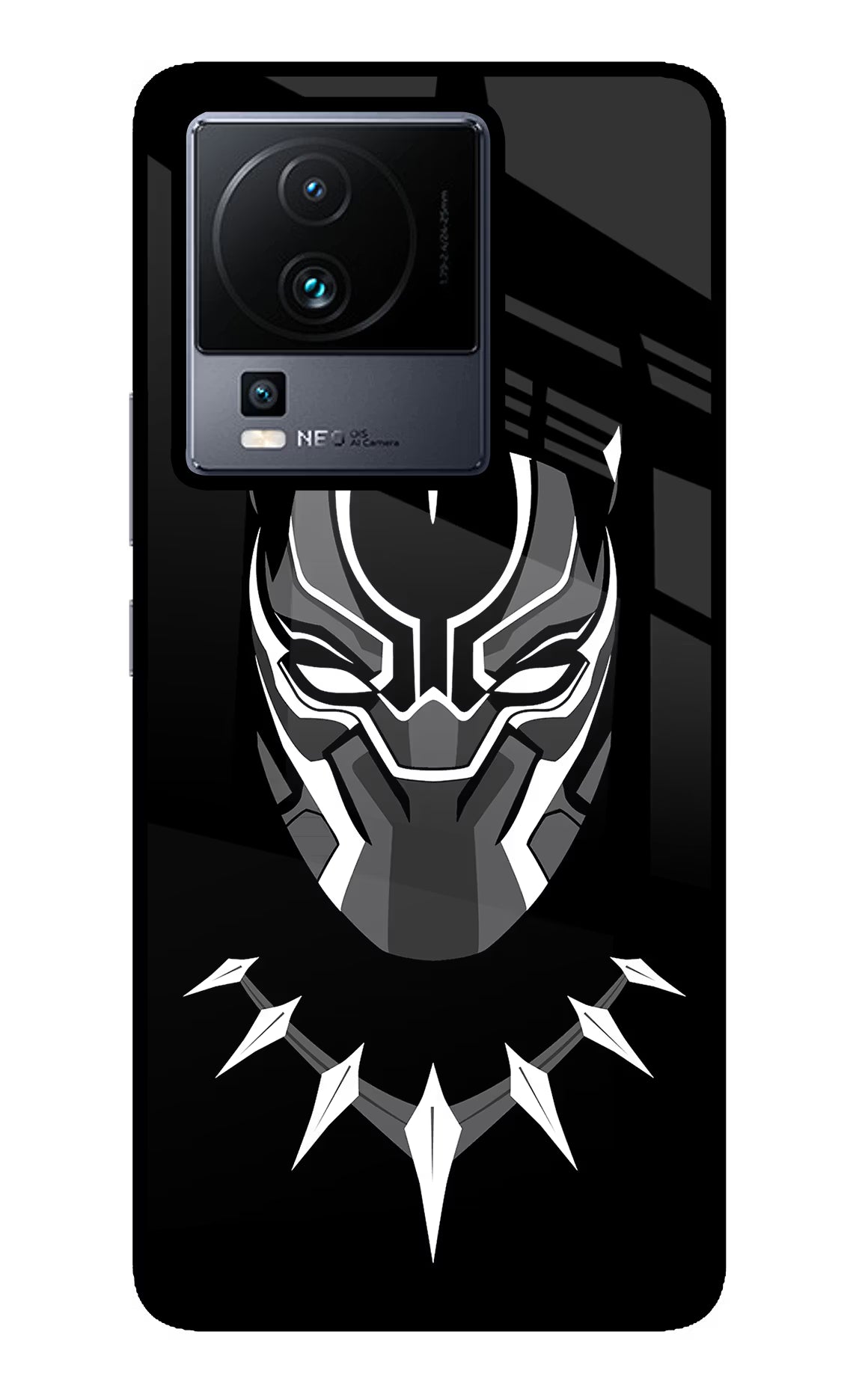 Black Panther iQOO Neo 7 Pro Glass Case Back Cover by Casekaro
