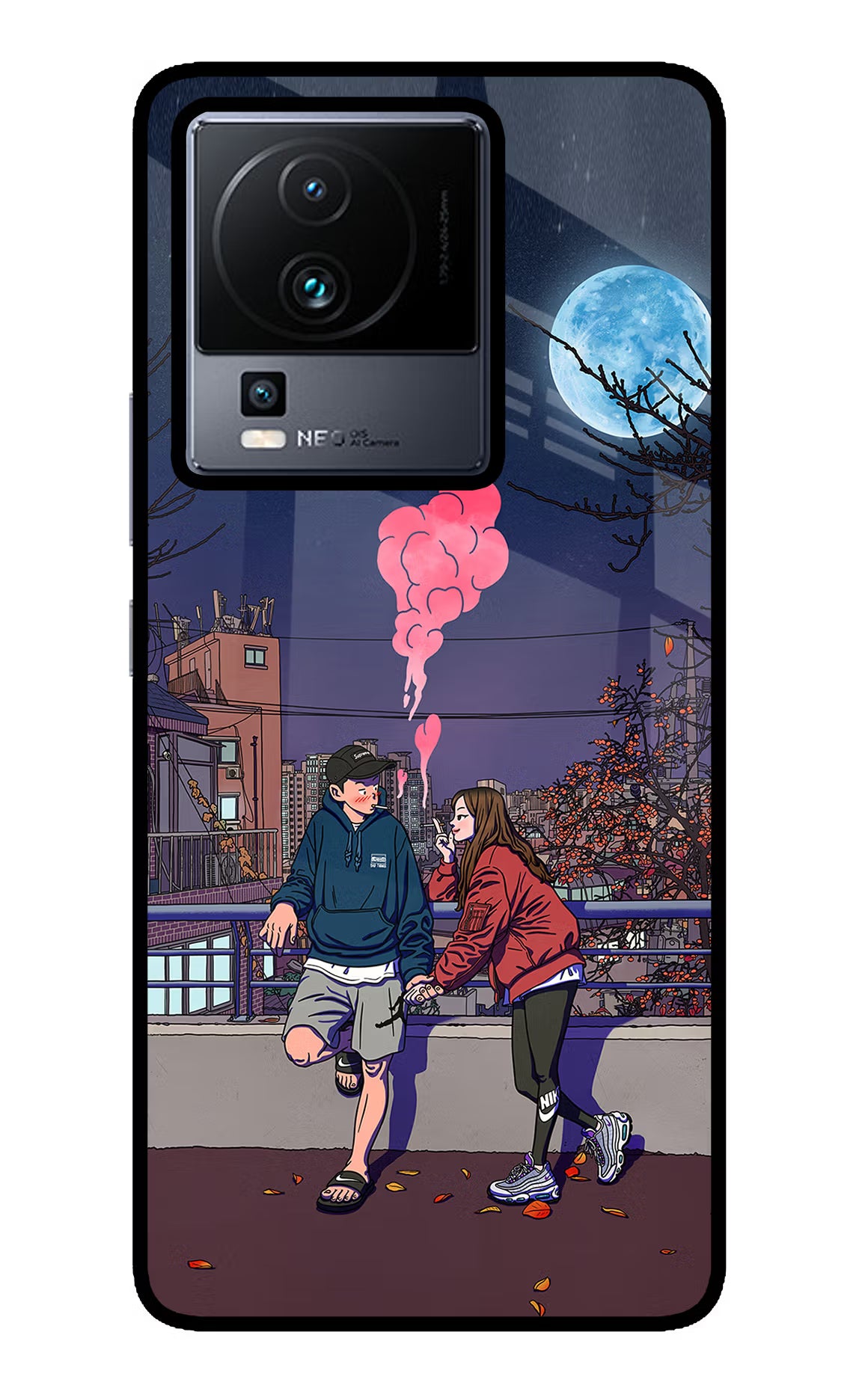 Chilling Couple iQOO Neo 7 Pro Glass Case Back Cover by Casekaro
