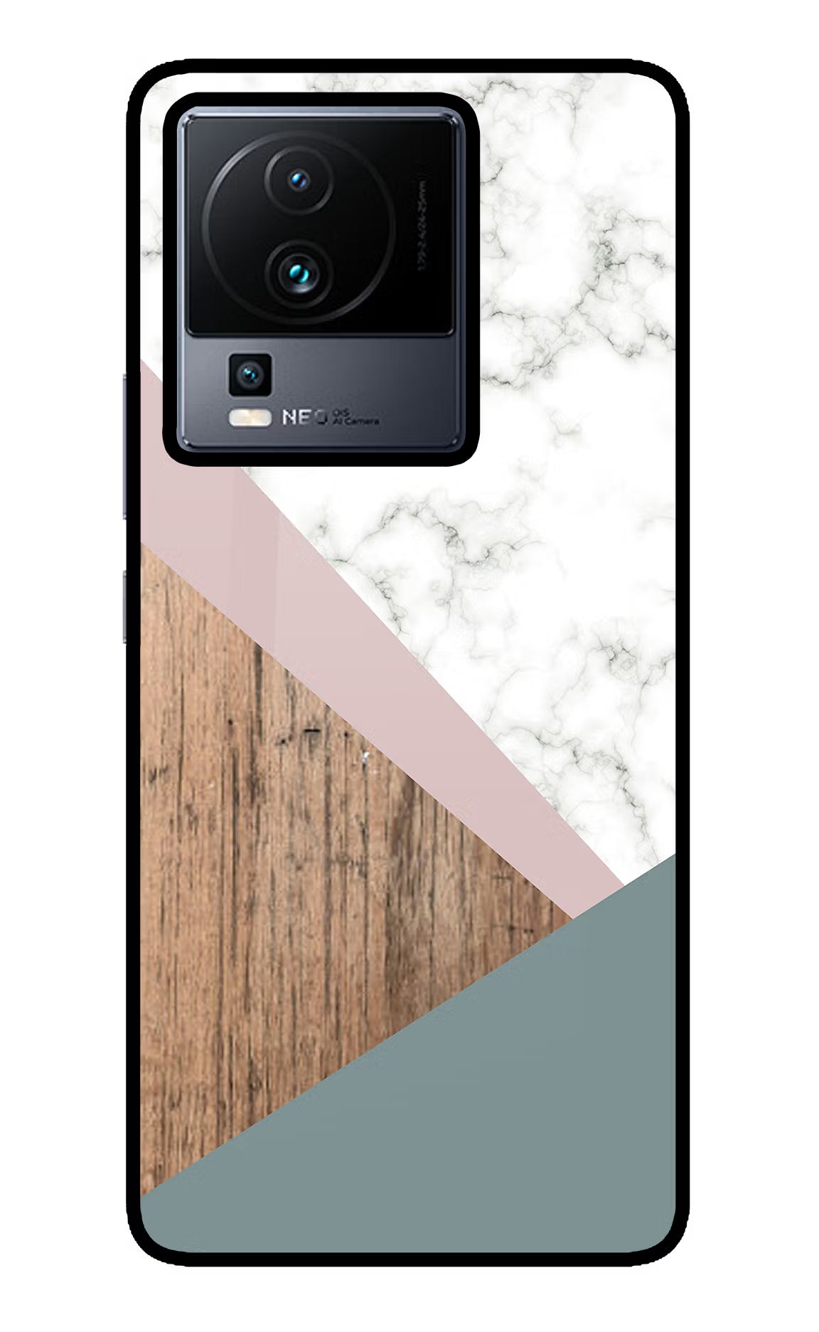 Marble wood Abstract iQOO Neo 7 Pro Glass Case Back Cover by Casekaro