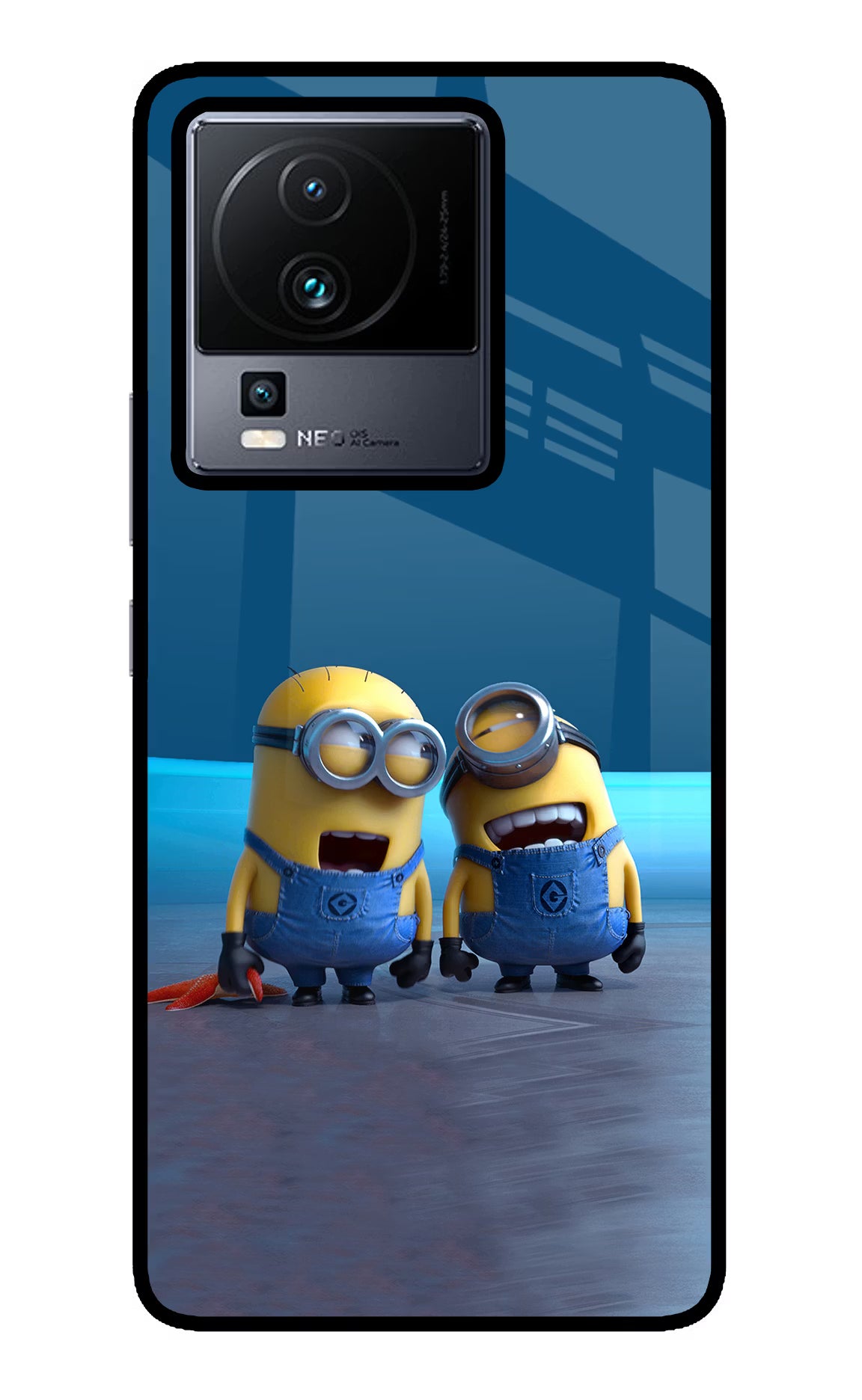 Minion Laughing iQOO Neo 7 Pro Glass Case Back Cover by Casekaro