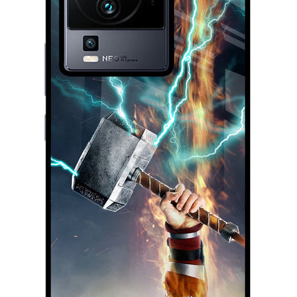 Thor Hammer Mjolnir iQOO Neo 7 Pro Glass Case Back Cover by Casekaro
