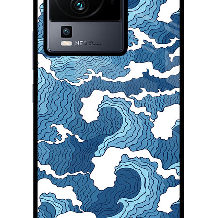Blue Waves iQOO Neo 7 Pro Glass Case Back Cover by Casekaro