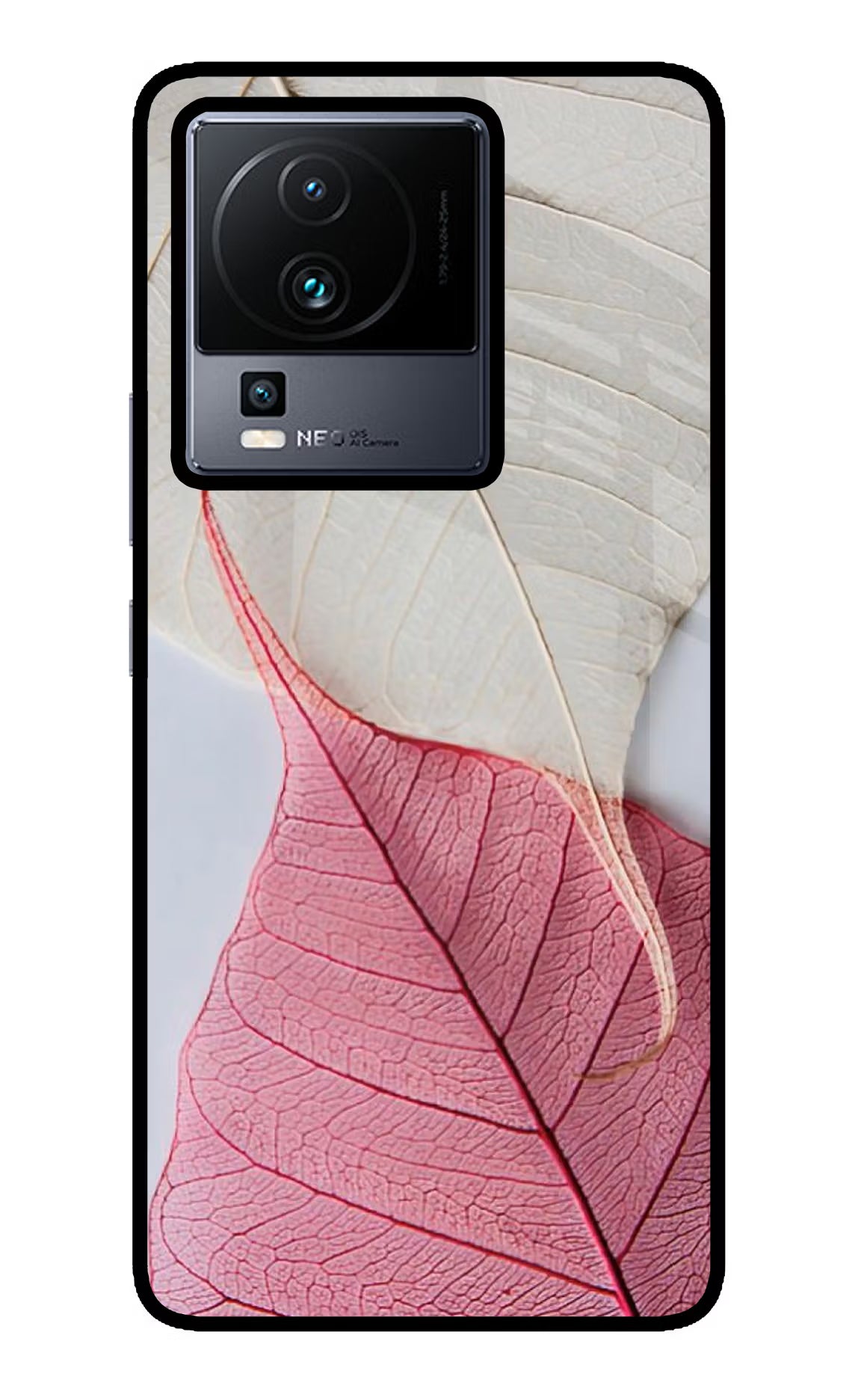 White Pink Leaf iQOO Neo 7 Pro Glass Case