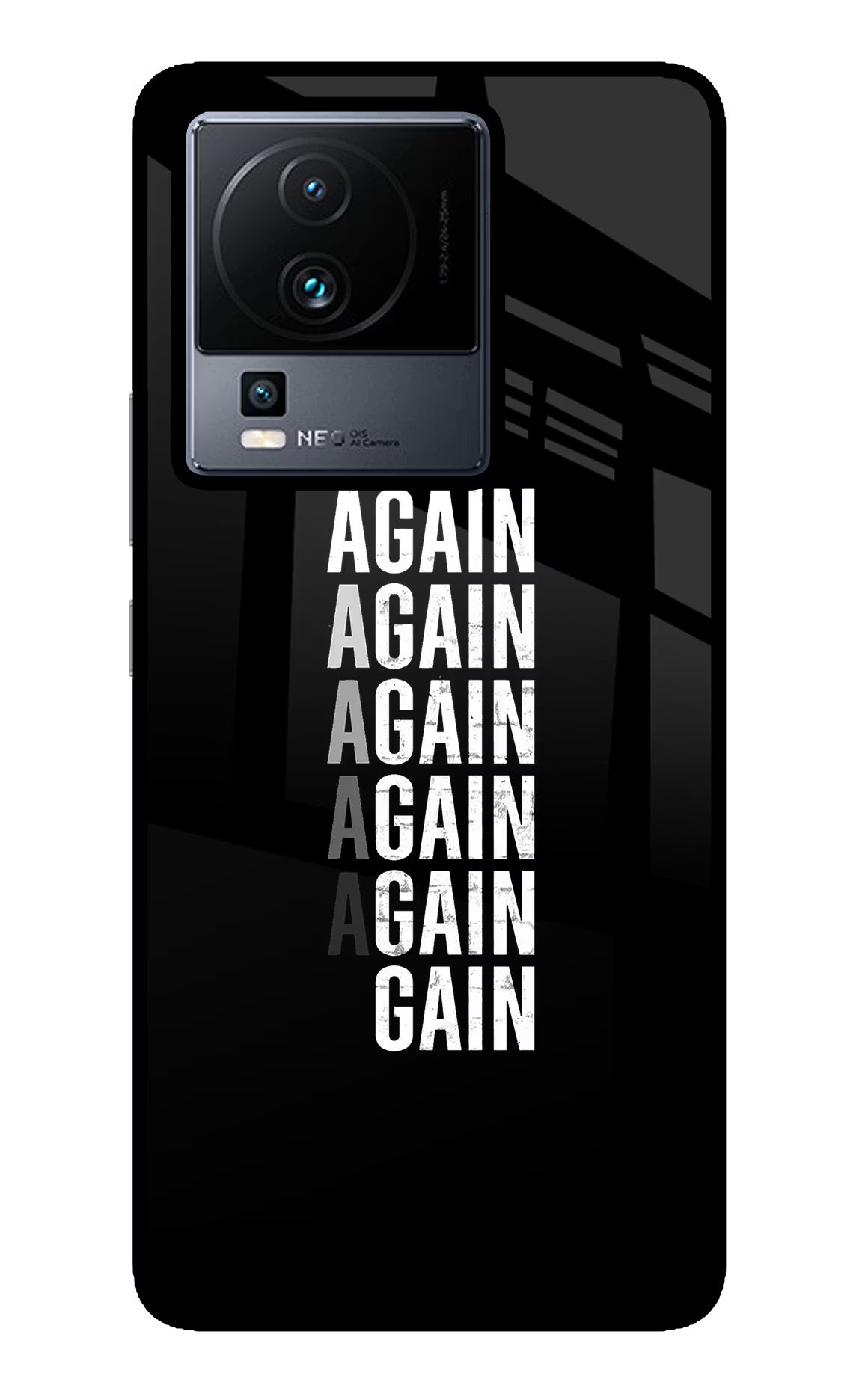 Again Again Gain iQOO Neo 7 Pro Glass Case Back Cover by Casekaro