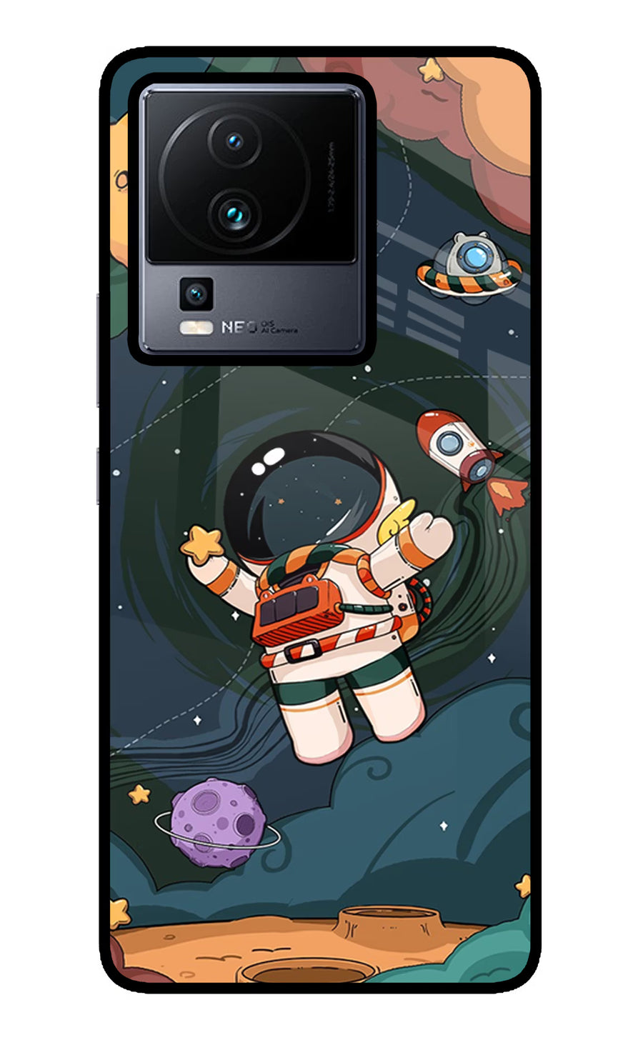 Cartoon Astronaut iQOO Neo 7 Pro Back Cover, Glass case