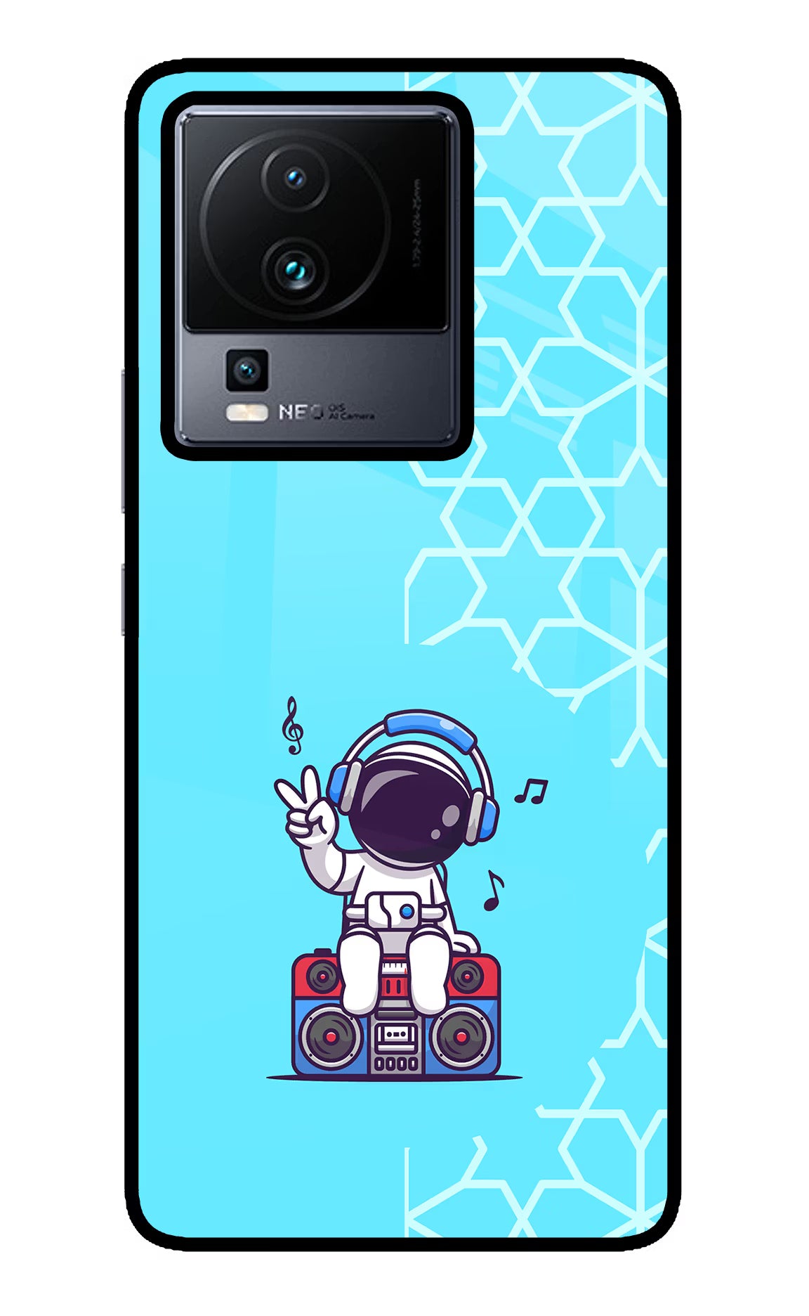 Cute Astronaut Chilling iQOO Neo 7 Pro Glass Case Back Cover by Casekaro