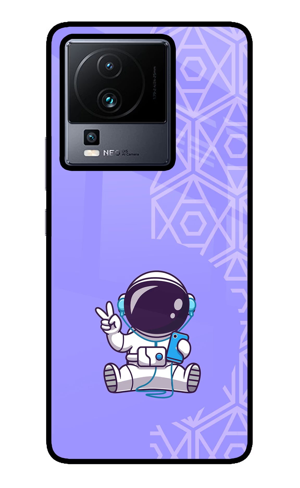 Cute Astronaut Chilling iQOO Neo 7 Pro Glass Case Back Cover by Casekaro