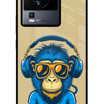 Monkey Headphone iQOO Neo 7 Pro Glass Case Back Cover by Casekaro