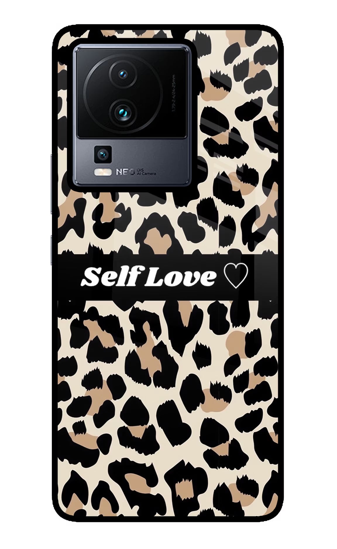 Leopard Print Self Love iQOO Neo 7 Pro Glass Case Back Cover by Casekaro