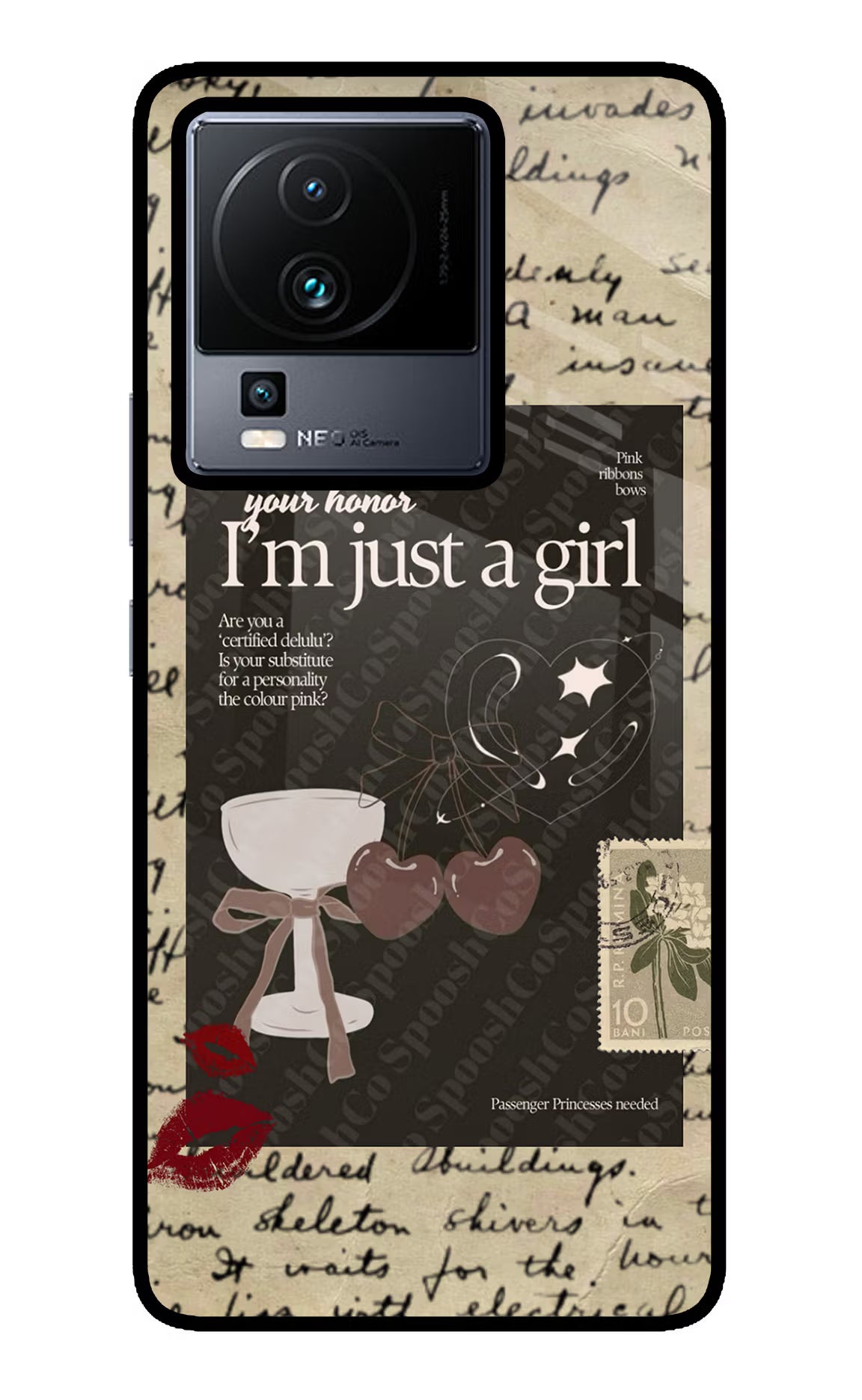 I am just a girl iQOO Neo 7 Pro Glass Case Back Cover by Casekaro