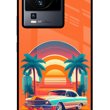 Palm Drive 80s iQOO Neo 7 Pro Glass Case Back Cover by Casekaro