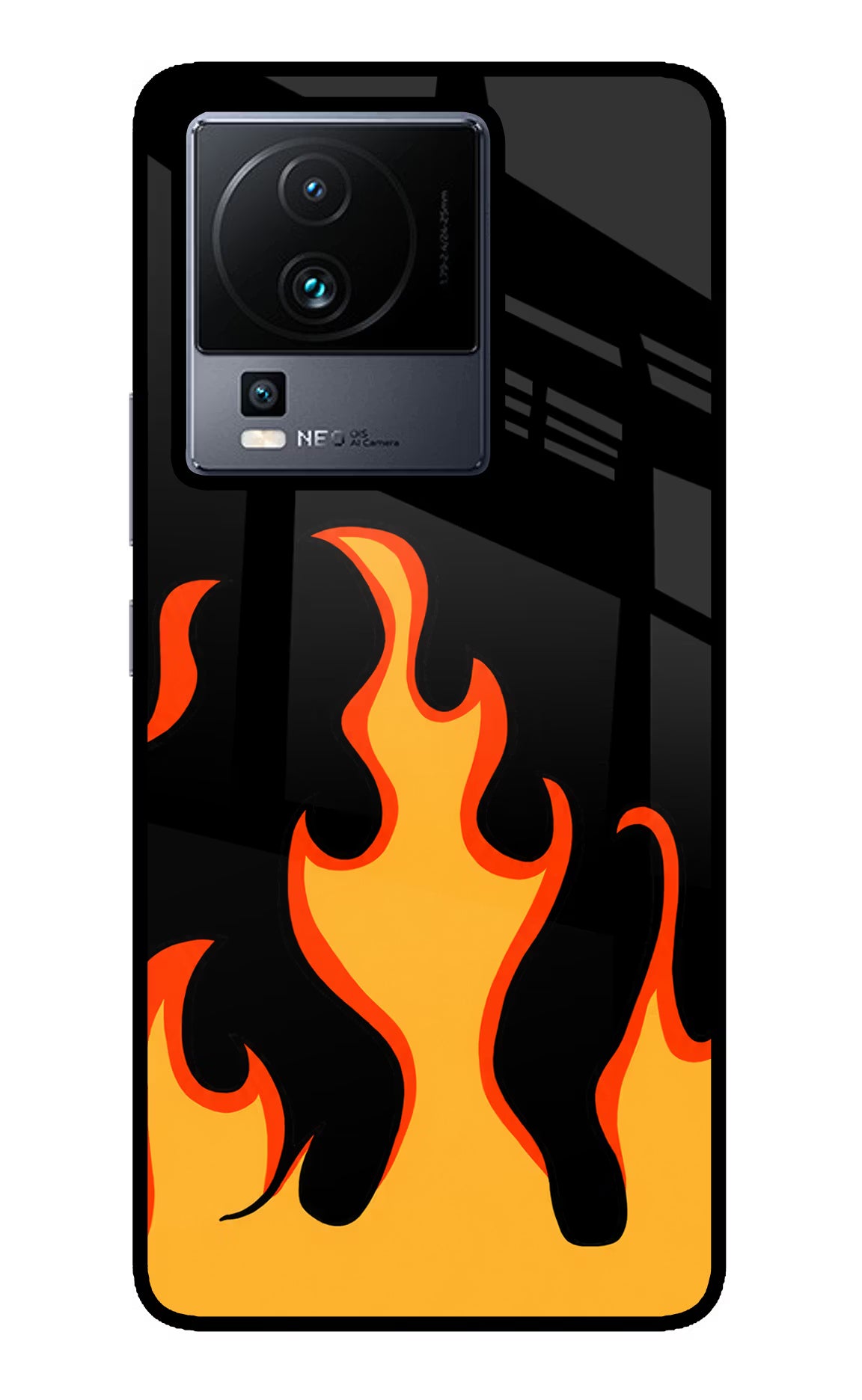 Fired Up – Black iQOO Neo 7 Pro Glass Case