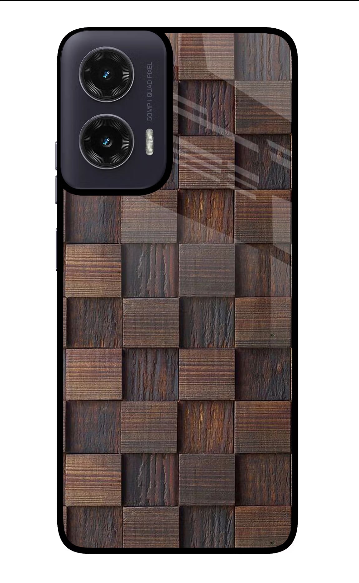 Wooden Cube Design Moto G35 5G Glass Case Back Cover by Casekaro