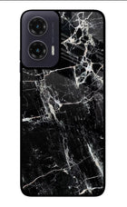 Black Marble Texture Moto G35 5G Glass Case Back Cover by Casekaro