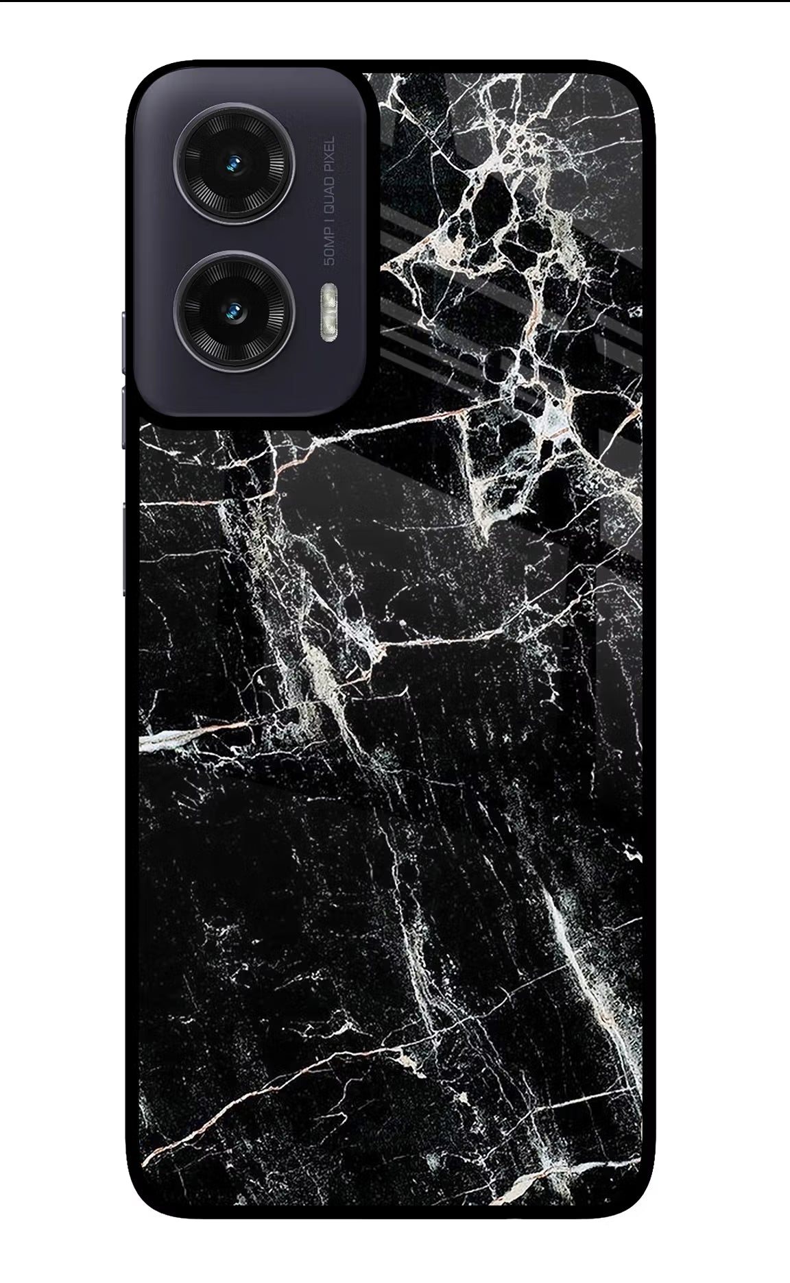 Black Marble Texture Moto G35 5G Glass Case Back Cover by Casekaro