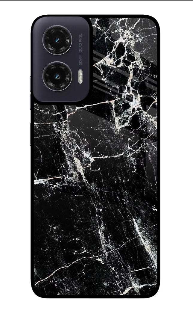 Black Marble Texture Moto G35 5G Glass Case Back Cover by Casekaro