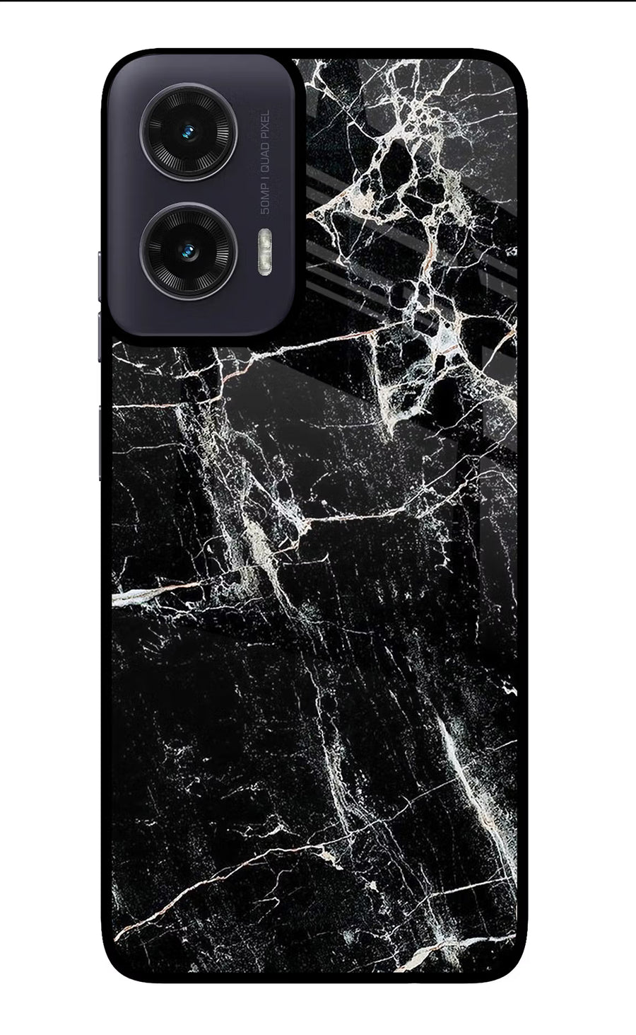 Black Marble Texture Moto G35 5G Back Cover, Glass case