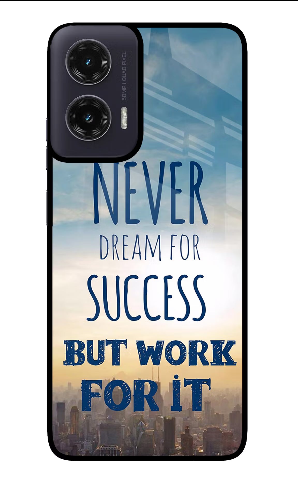 Never Dream For Success But Work For It Moto G35 5G Glass Case Back Cover by Casekaro