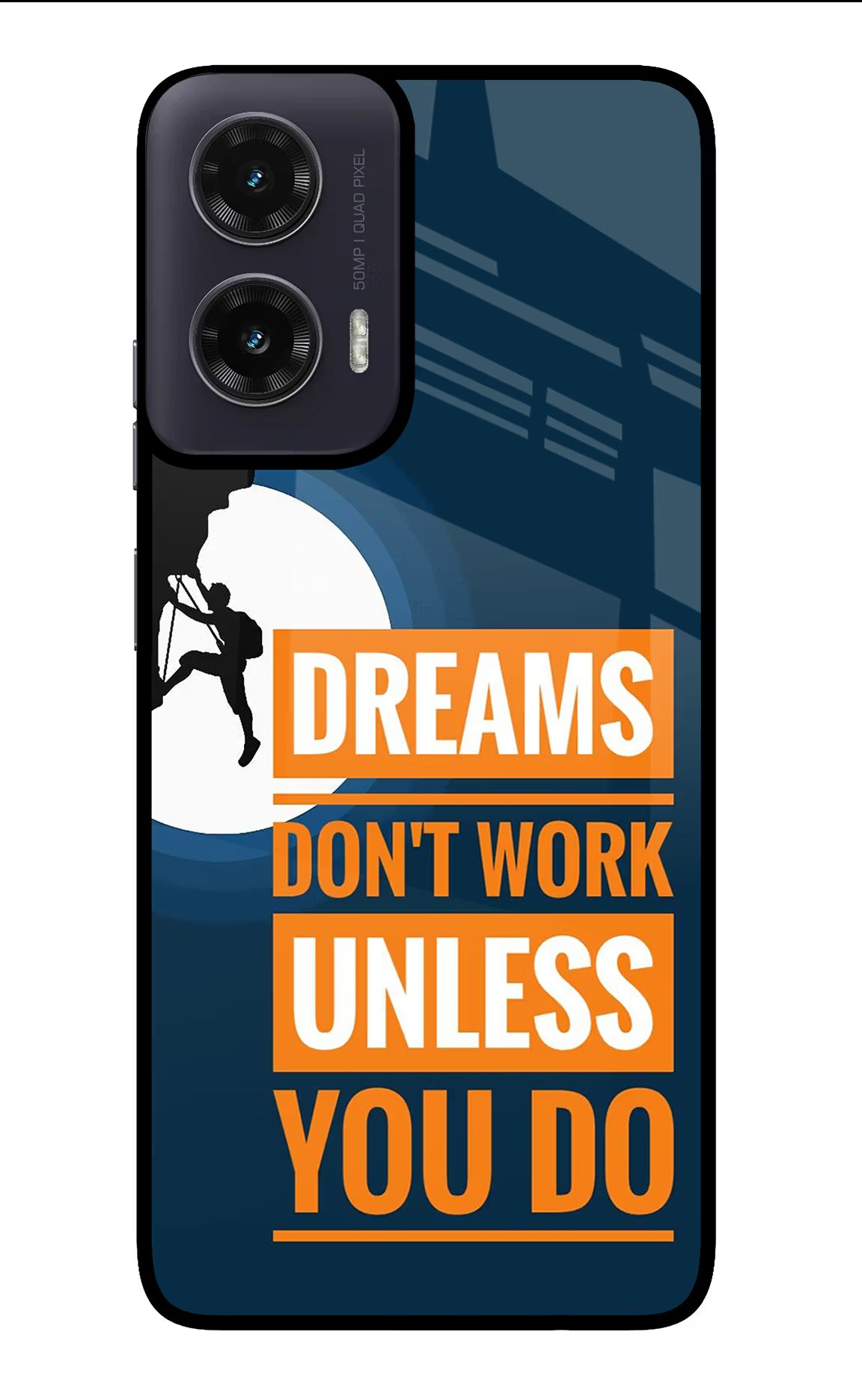 Dreams Don’T Work Unless You Do Moto G35 5G Glass Case Back Cover by Casekaro