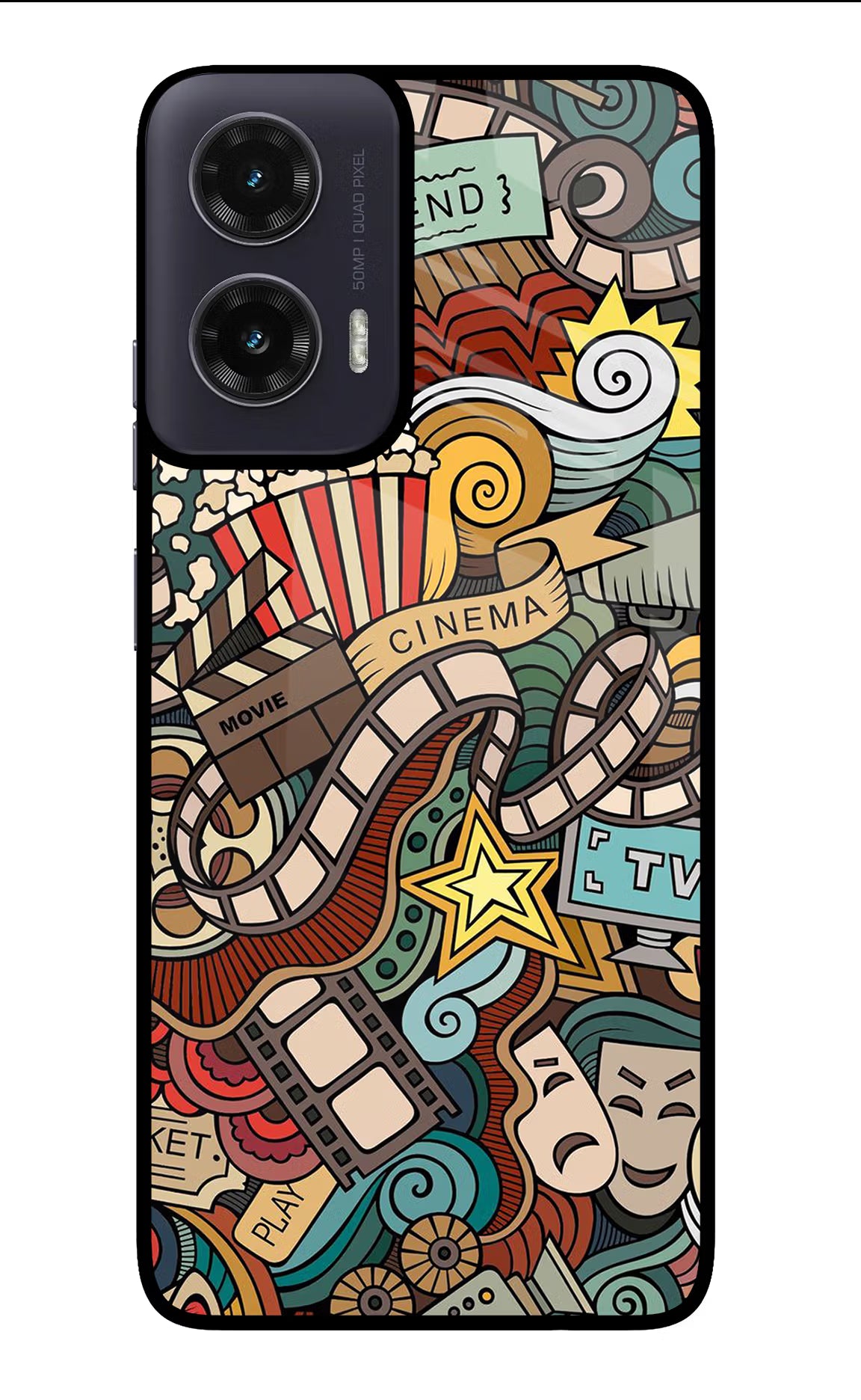 Cinema Abstract Moto G35 5G Glass Case Back Cover by Casekaro