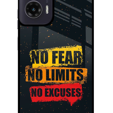 No Fear No Limits No Excuse Moto G35 5G Glass Case Back Cover by Casekaro
