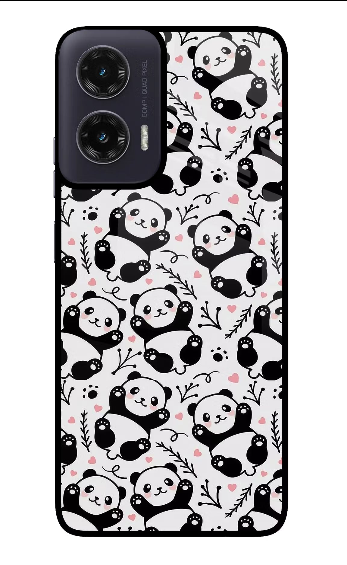 Cute Panda Moto G35 5G Glass Case Back Cover by Casekaro