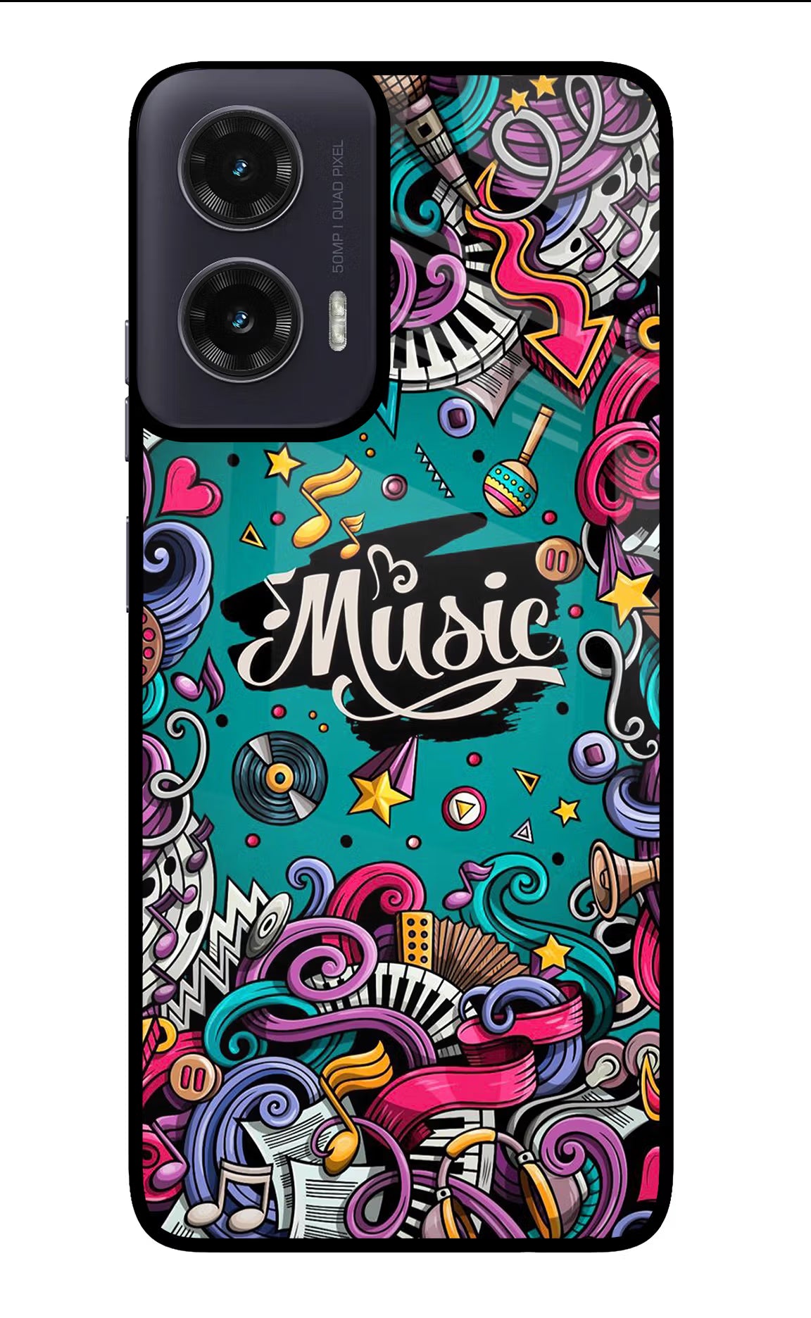 Music Graffiti Moto G35 5G Glass Case Back Cover by Casekaro