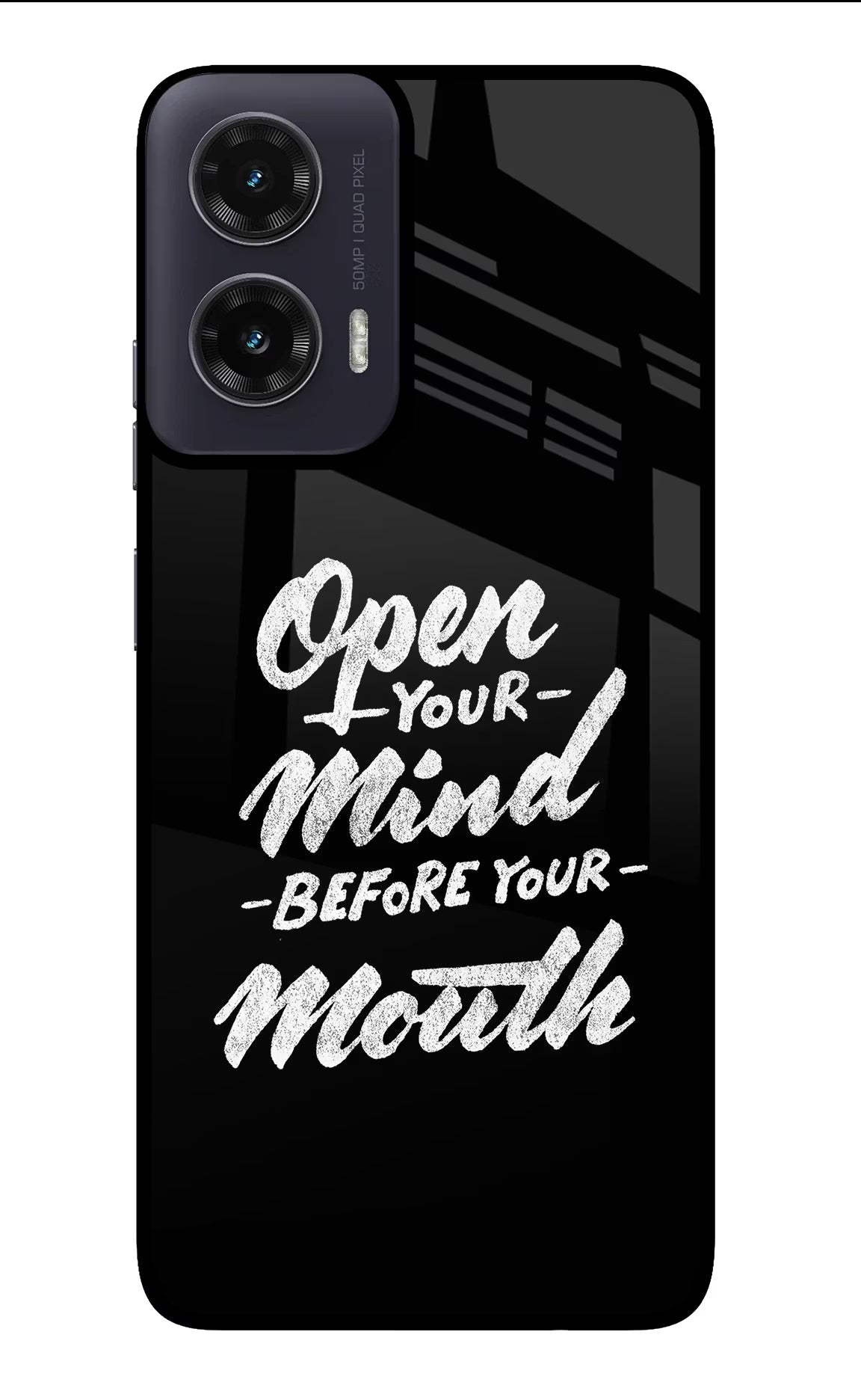Open Your Mind Before Your Mouth Moto G35 5G Glass Case Back Cover by Casekaro
