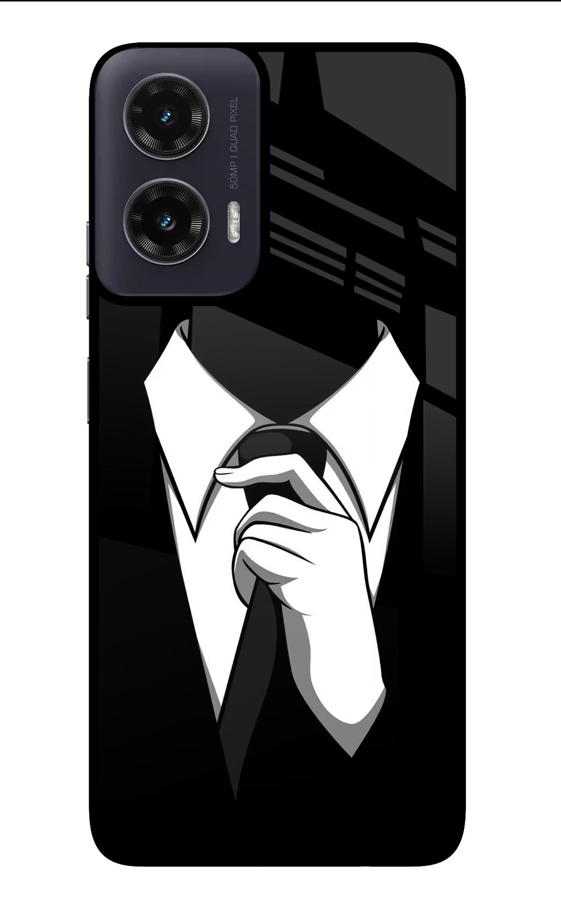 Black Tie Moto G35 5G Glass Case Back Cover by Casekaro