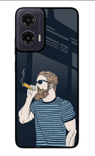 Smoking Moto G35 5G Glass Case Back Cover by Casekaro