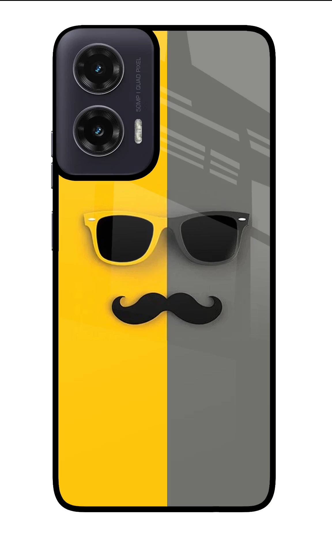 Sunglasses with Mustache Moto G35 5G Glass Case Back Cover by Casekaro