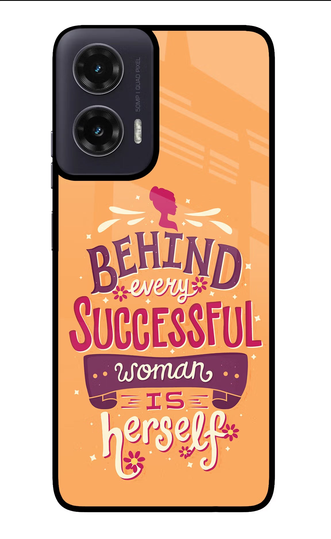 Behind Every Successful Woman There Is Herself Moto G35 5G Glass Case Back Cover by Casekaro