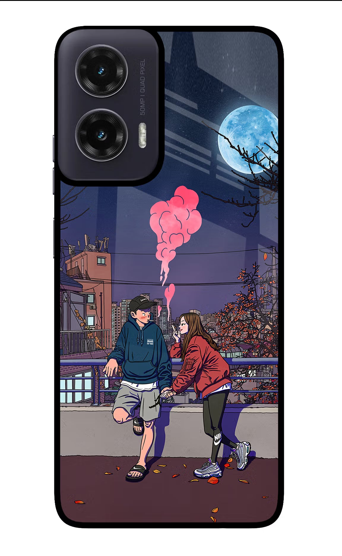 Chilling Couple Moto G35 5G Glass Case Back Cover by Casekaro