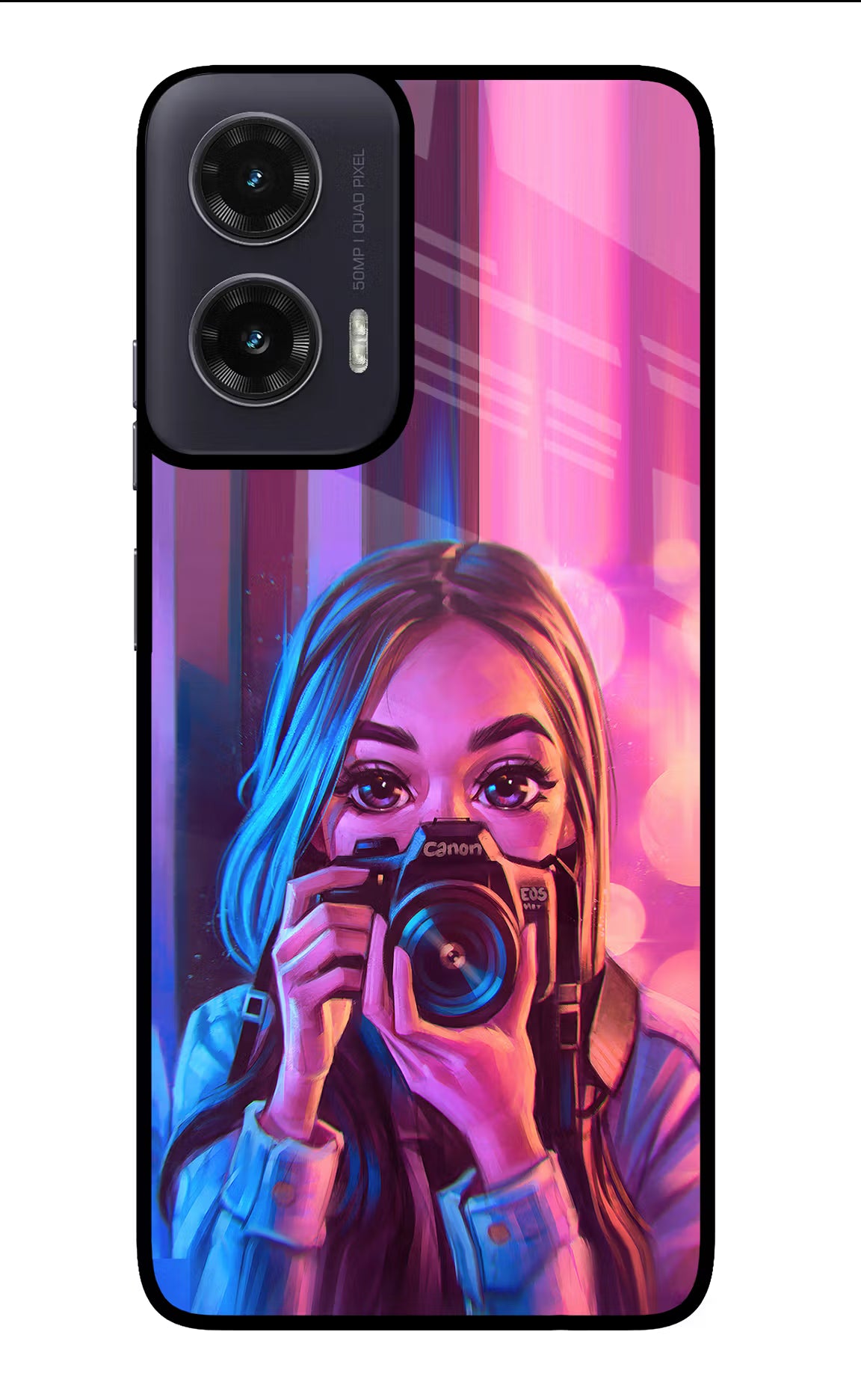 Girl Photographer Moto G35 5G Glass Case Back Cover by Casekaro