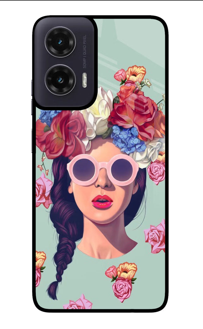 Pretty Girl Moto G35 5G Glass Case Back Cover by Casekaro