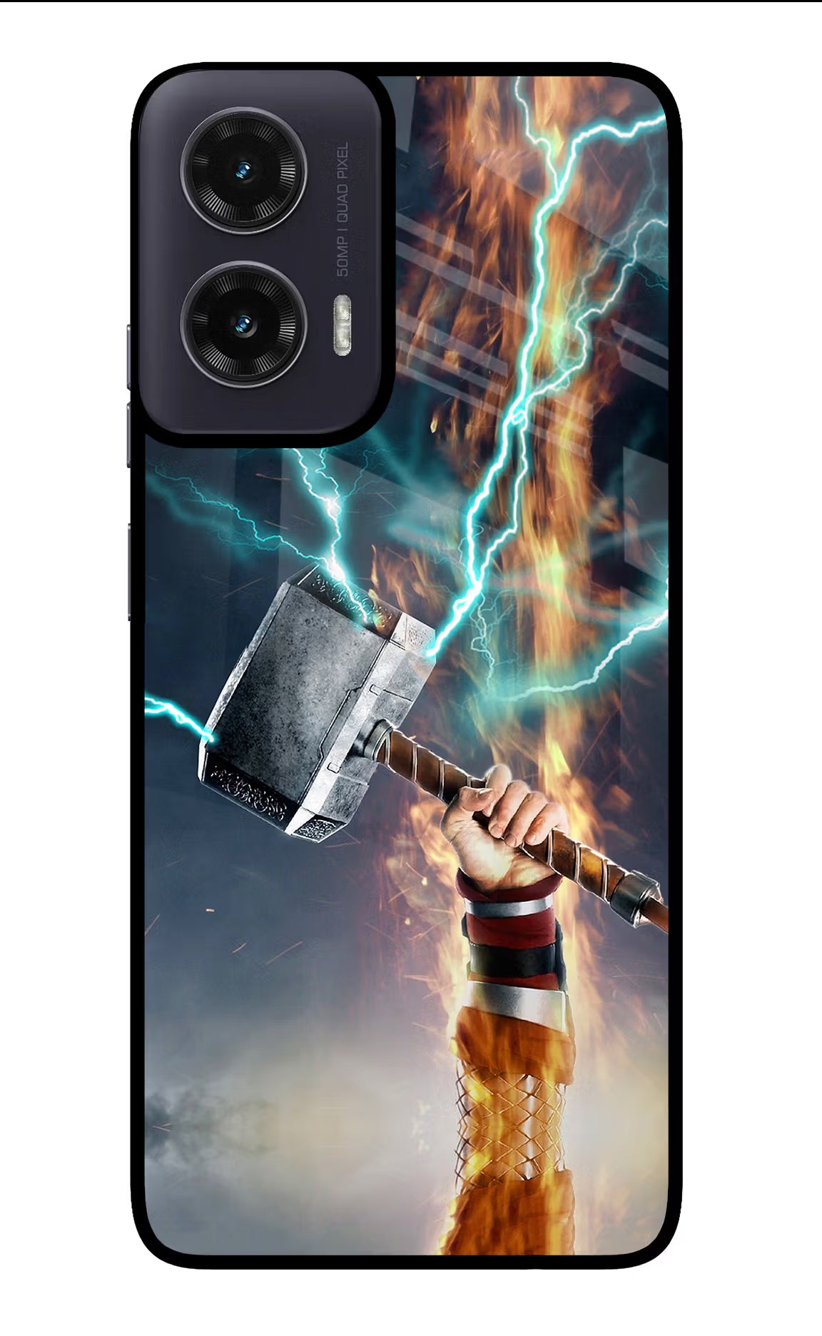 Thor Hammer Mjolnir Moto G35 5G Glass Case Back Cover by Casekaro