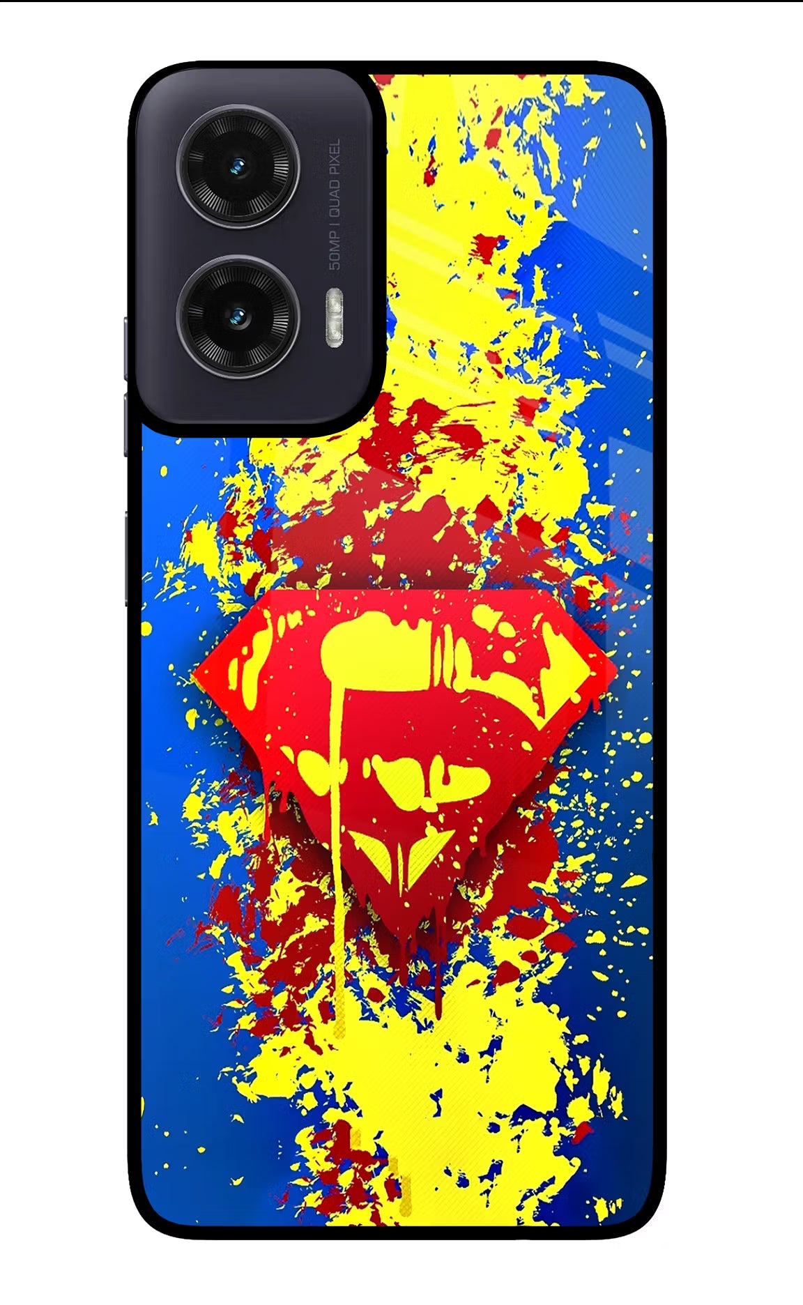 Superman logo Moto G35 5G Glass Case Back Cover by Casekaro