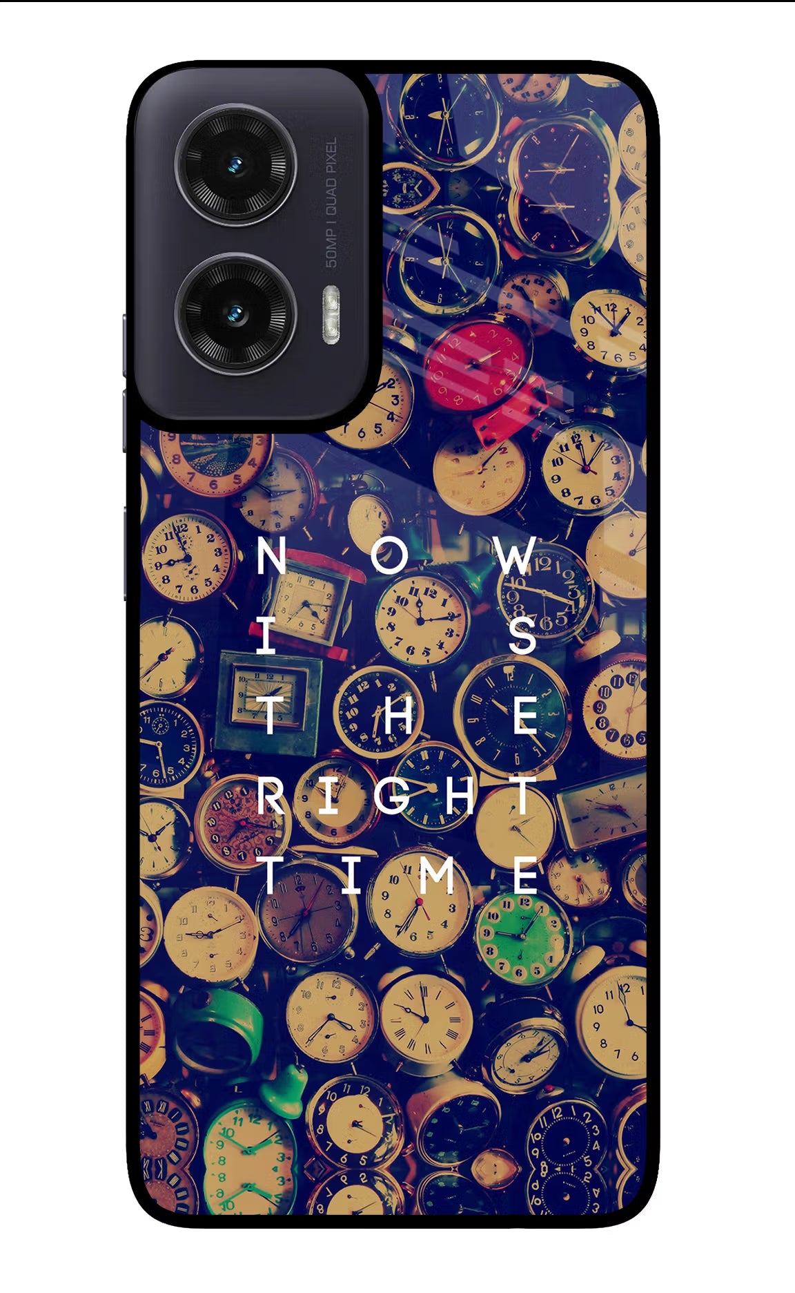 Now is the Right Time Quote Moto G35 5G Glass Case Back Cover by Casekaro
