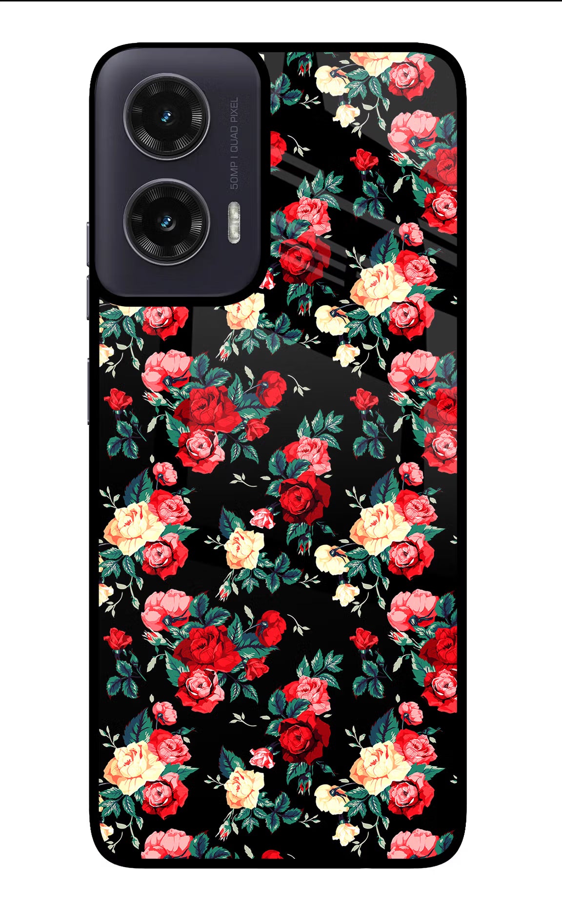 Rose Pattern Moto G35 5G Glass Case Back Cover by Casekaro