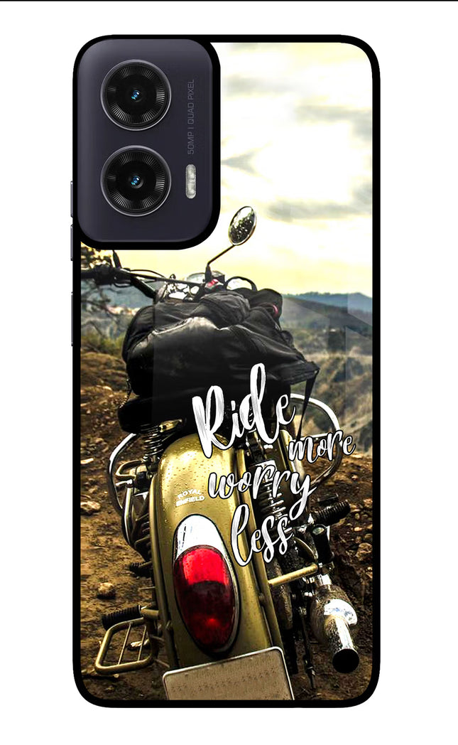 Ride More Worry Less Moto G35 5G Glass Case Back Cover by Casekaro