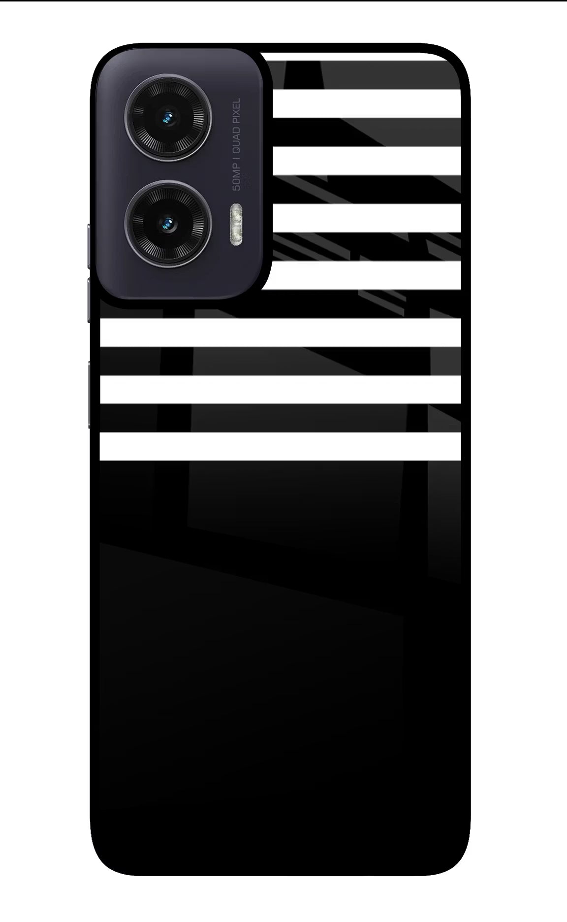 Black and White Print Moto G35 5G Glass Case Back Cover by Casekaro