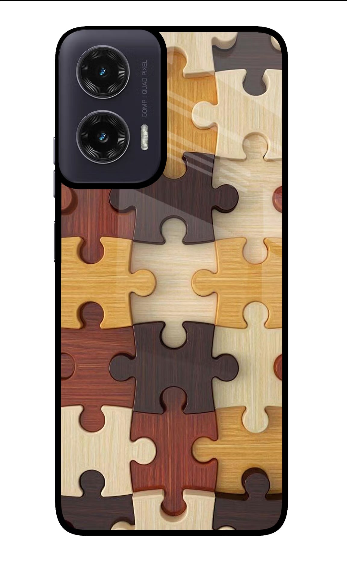 Wooden Puzzle Moto G35 5G Glass Case Back Cover by Casekaro