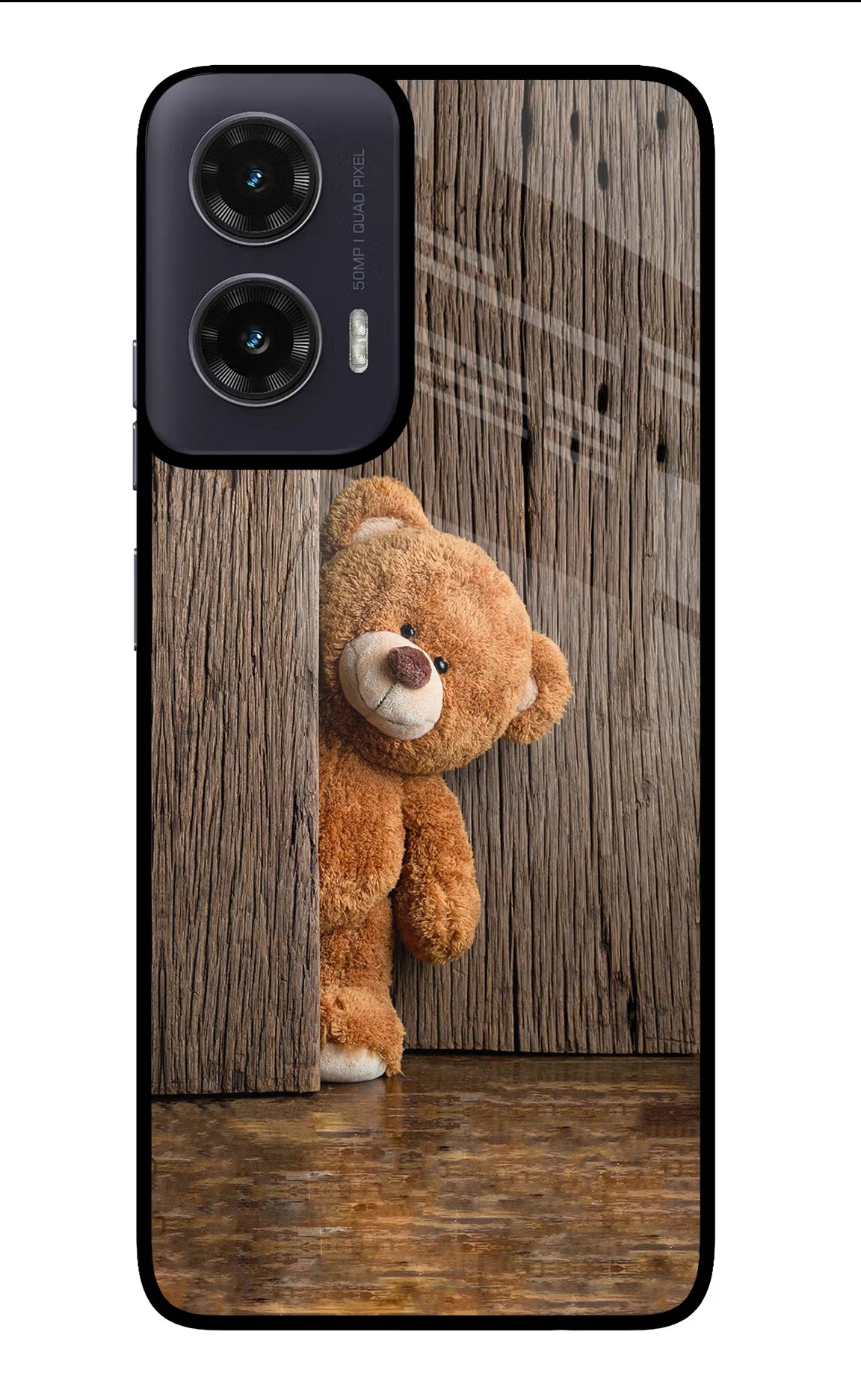 Teddy Wooden Moto G35 5G Glass Case Back Cover by Casekaro