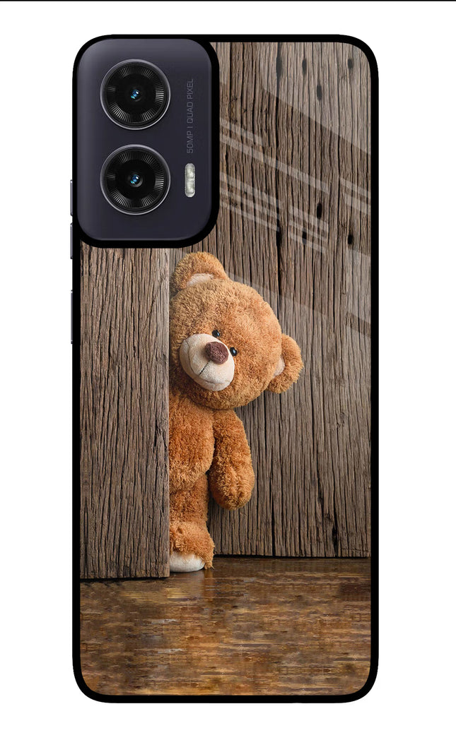 Teddy Wooden Moto G35 5G Glass Case Back Cover by Casekaro