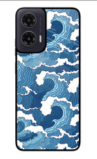 Blue Waves Moto G35 5G Glass Case Back Cover by Casekaro