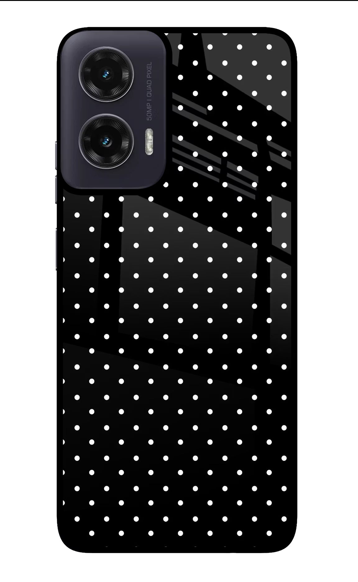 White Dots Moto G35 5G Glass Case Back Cover by Casekaro
