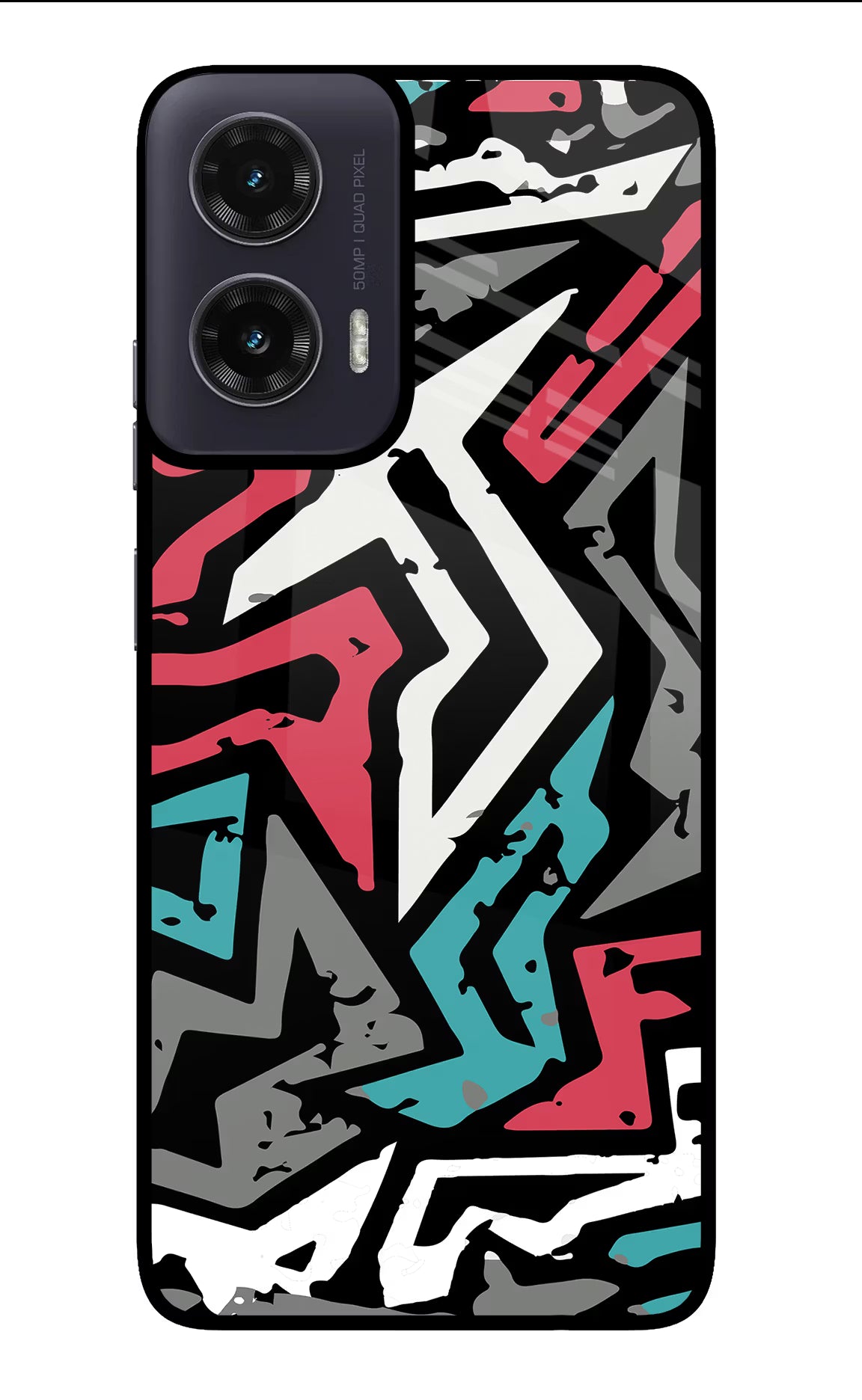 Geometric Graffiti Moto G35 5G Glass Case Back Cover by Casekaro