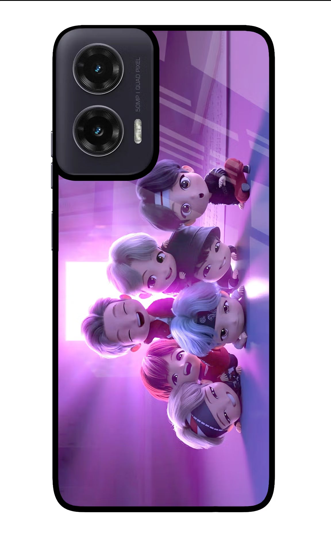 BTS Chibi Moto G35 5G Glass Case Back Cover by Casekaro